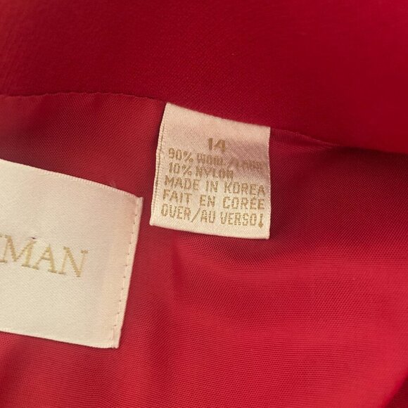 VTG 80s Dana Buchman Red Wool Double Breasted Blazer Jacket Plus Size 14 - Picture 14 of 14